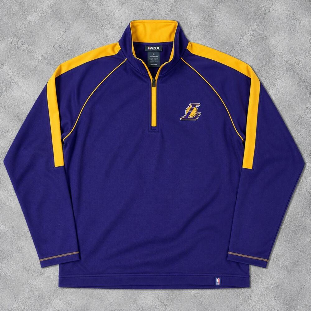 LA Lakers NBA Purple Gold Quarter Zip Pullover Jacket